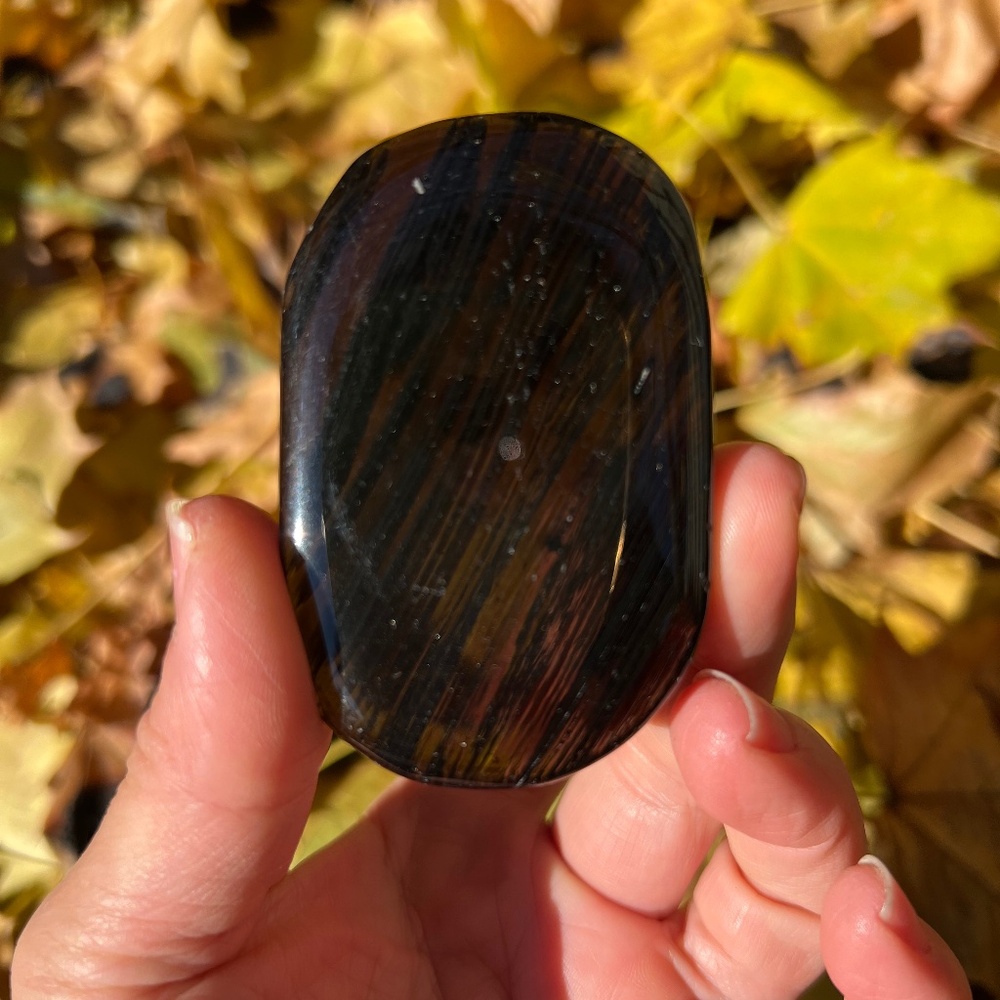 Midnight (3) lace obsidian palmstone | crystal